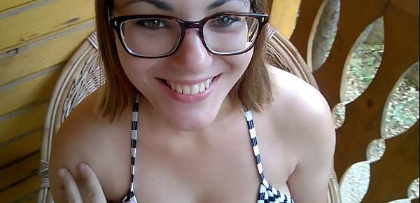  Girl next door wears Glasses and is Good at Sucking